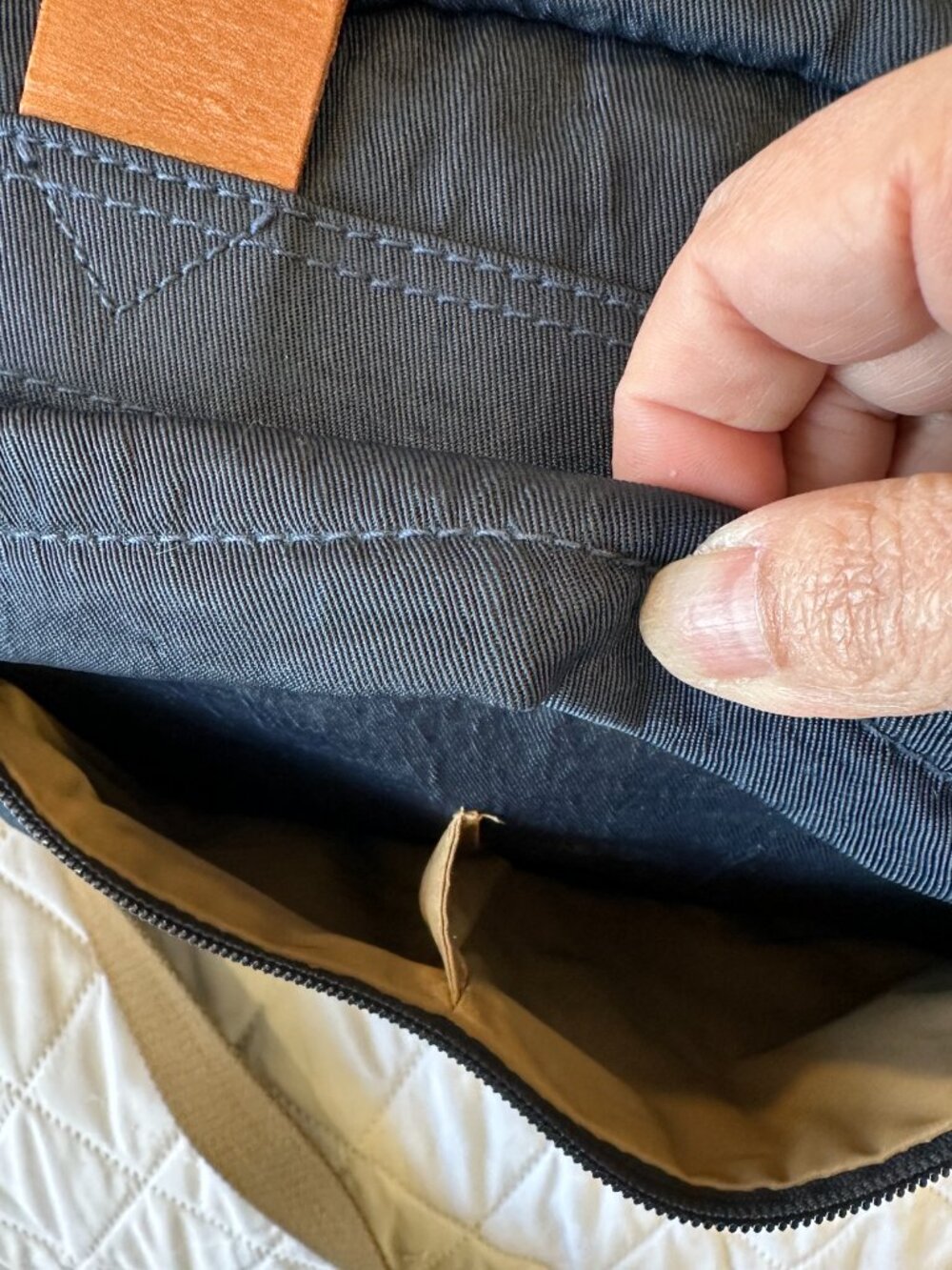 J Crew Dry Goods Harwick Messenger Bag Blue Nylon With Shoulder Strap Leather - Picture 5 of 11